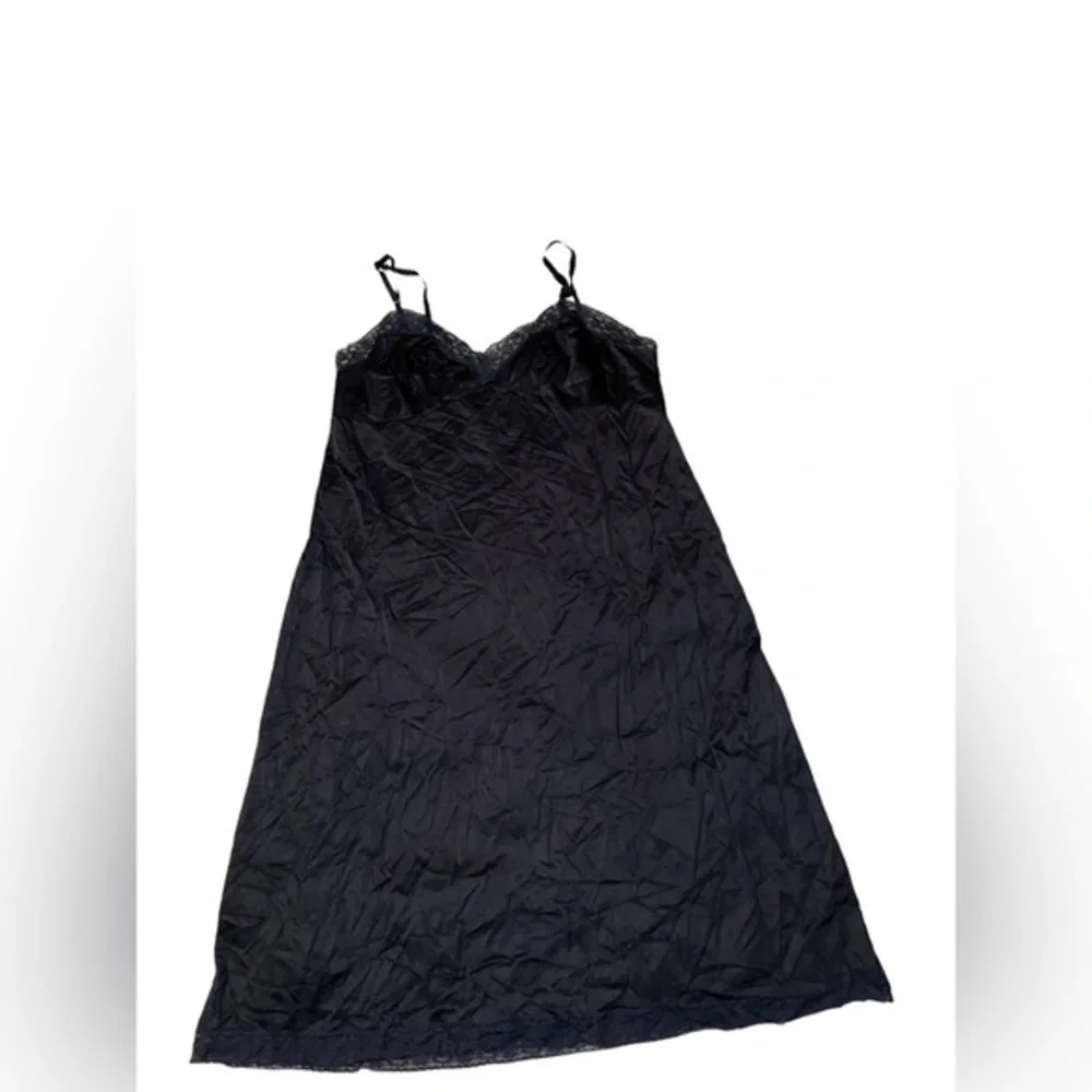womens Vintage 90s Vanity Fair Black Slip lace midi Dress‎ 42 TT